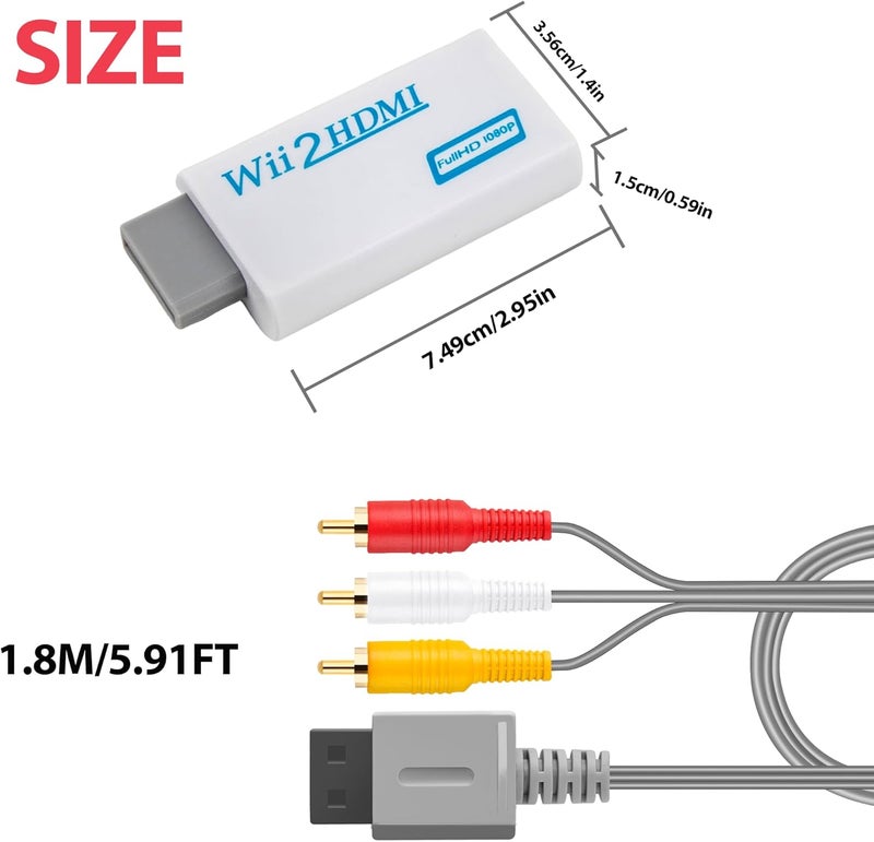 DTianSir Wii HDMI Adapter with AV Cable,Wii to HDMI Converter 1080P with 3.5mm Audio Jack,Compatible with All Nintendo Wii Display Modes - Image 2